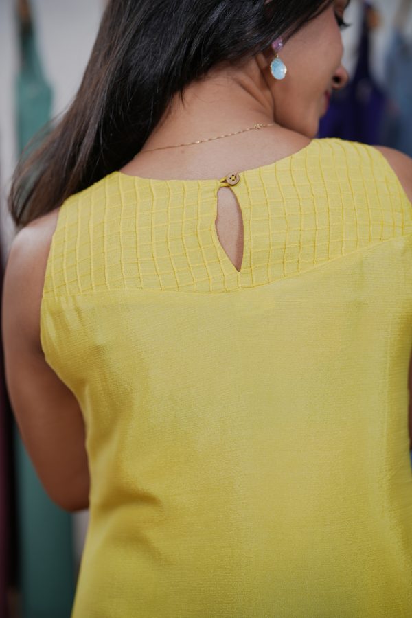 Pure Chinon Kurta with Ombre Shade & Hand Embroidered Yoke - Image 5