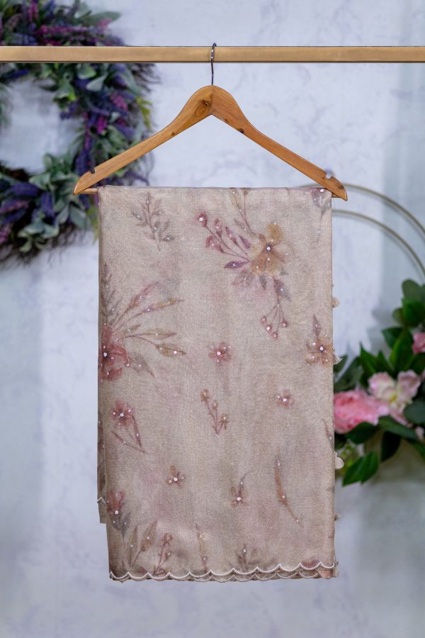 Semi Tissue Saree with Digital Floral Print & Sequin Work