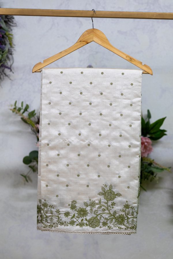 Semi Silk Saree  Embroidery & Lace Border - Image 2
