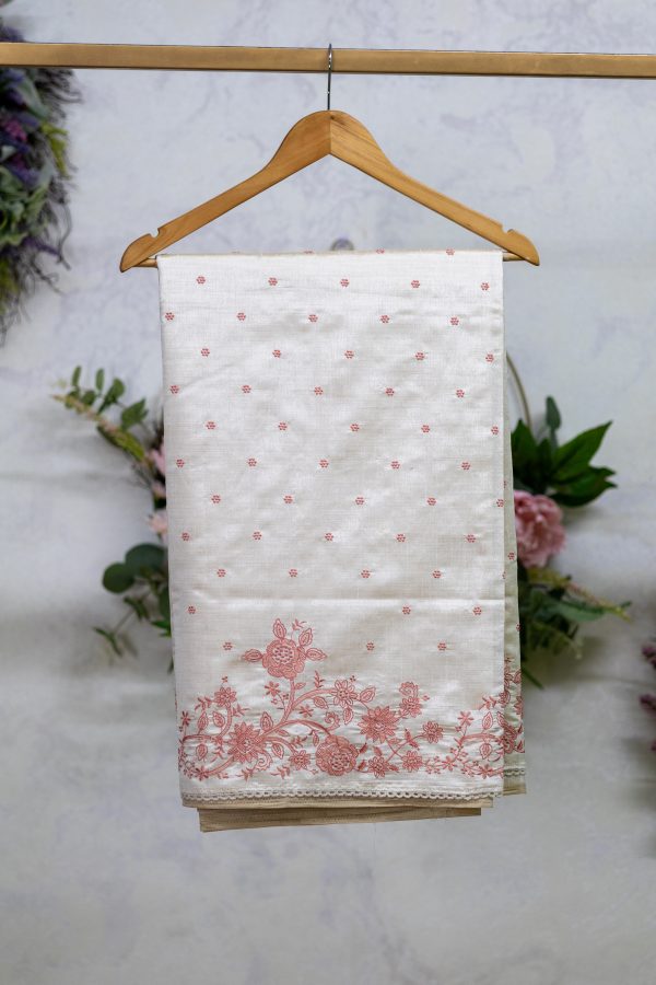 Semi Silk Saree  Embroidery & Lace Border - Image 3