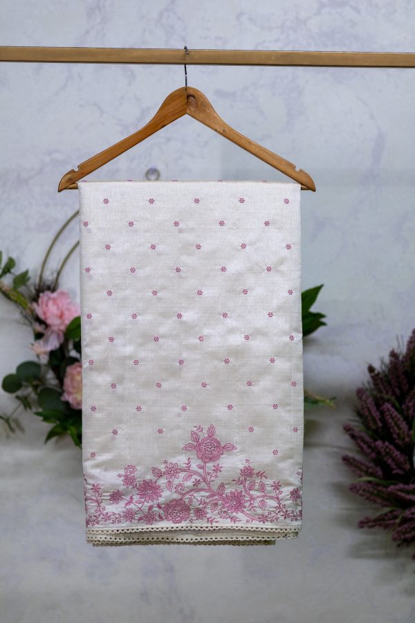 Semi Silk Saree  Embroidery & Lace Border - Image 4