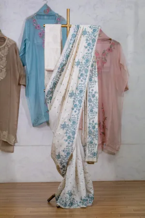 Semi Silk Saree  Embroidery & Lace Border