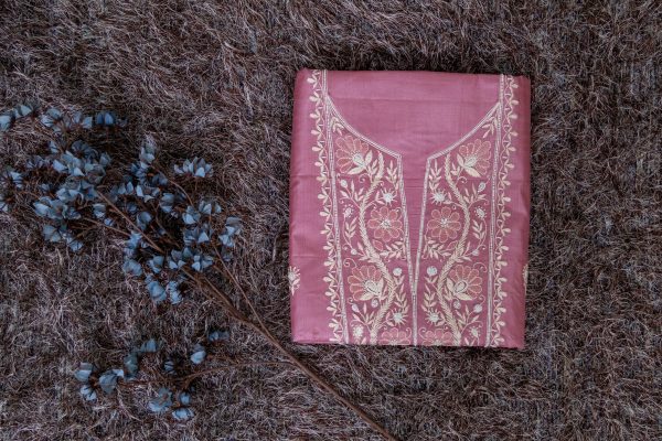 Pure Tussar Silk Salwar Suit with Lucknowi Embroidery - Image 2