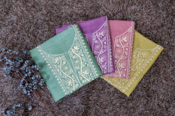 Pure Tussar Silk Salwar Suit with Lucknowi Embroidery - Image 6