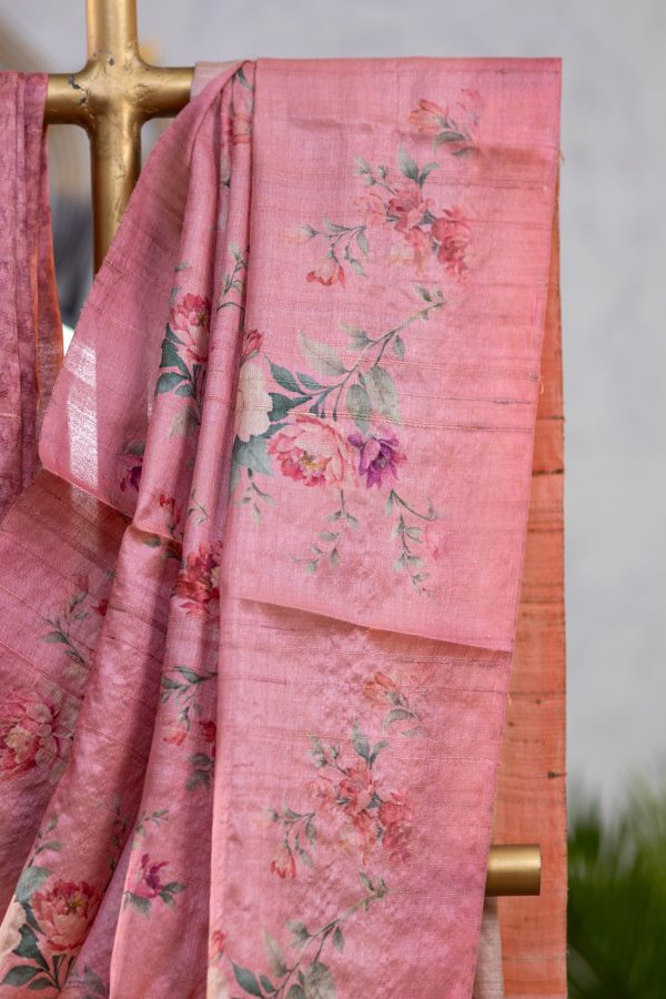 Pure Tussar Silk Saree with Digital Print - Image 3