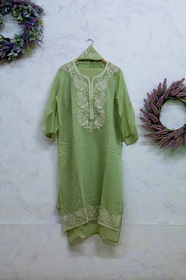 Pure Malai-Chanderi Thread Embroidered