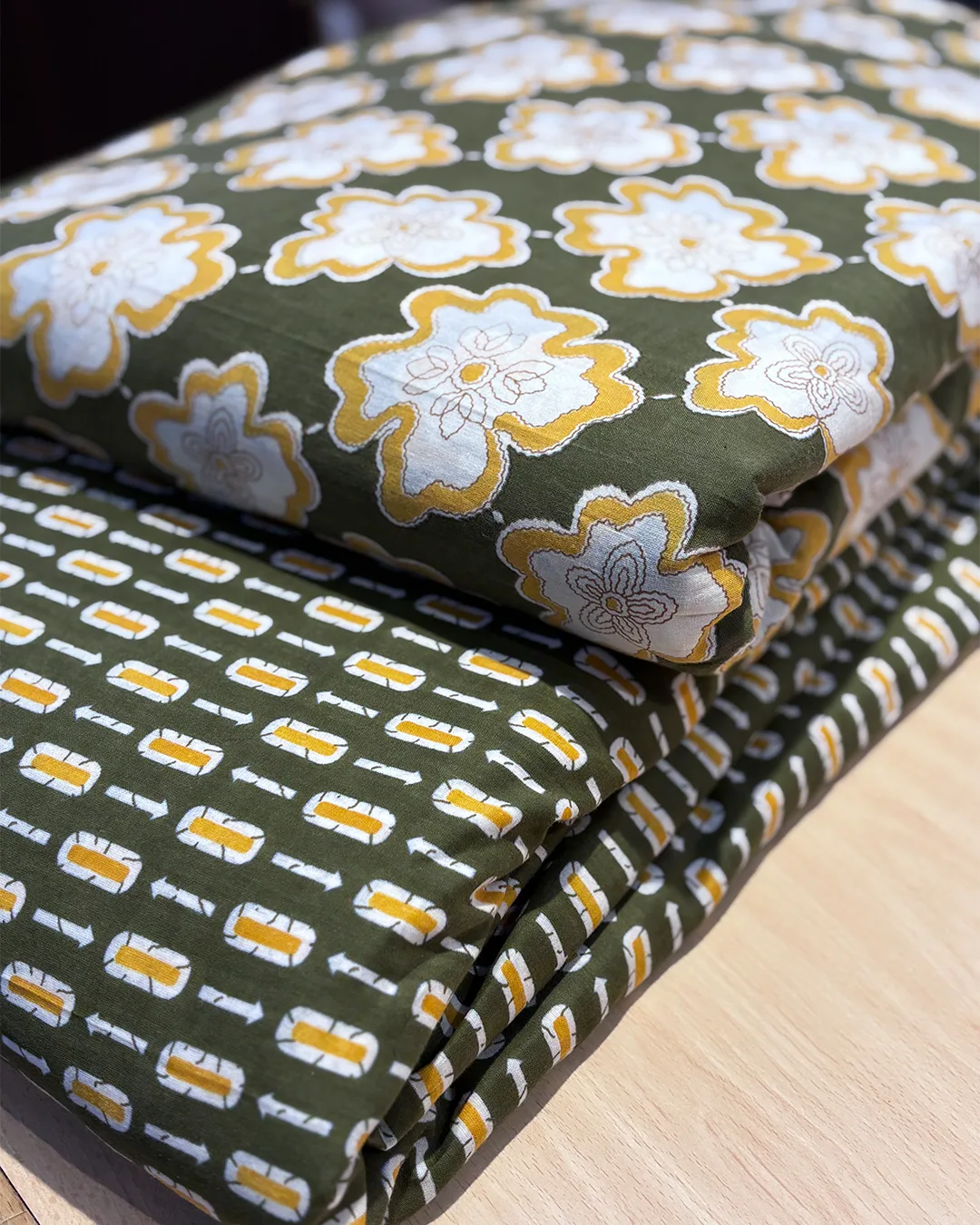 Pure Cotton Printed Fabrics – Floral & Geometric Charm in Earthy Tones - Image 10