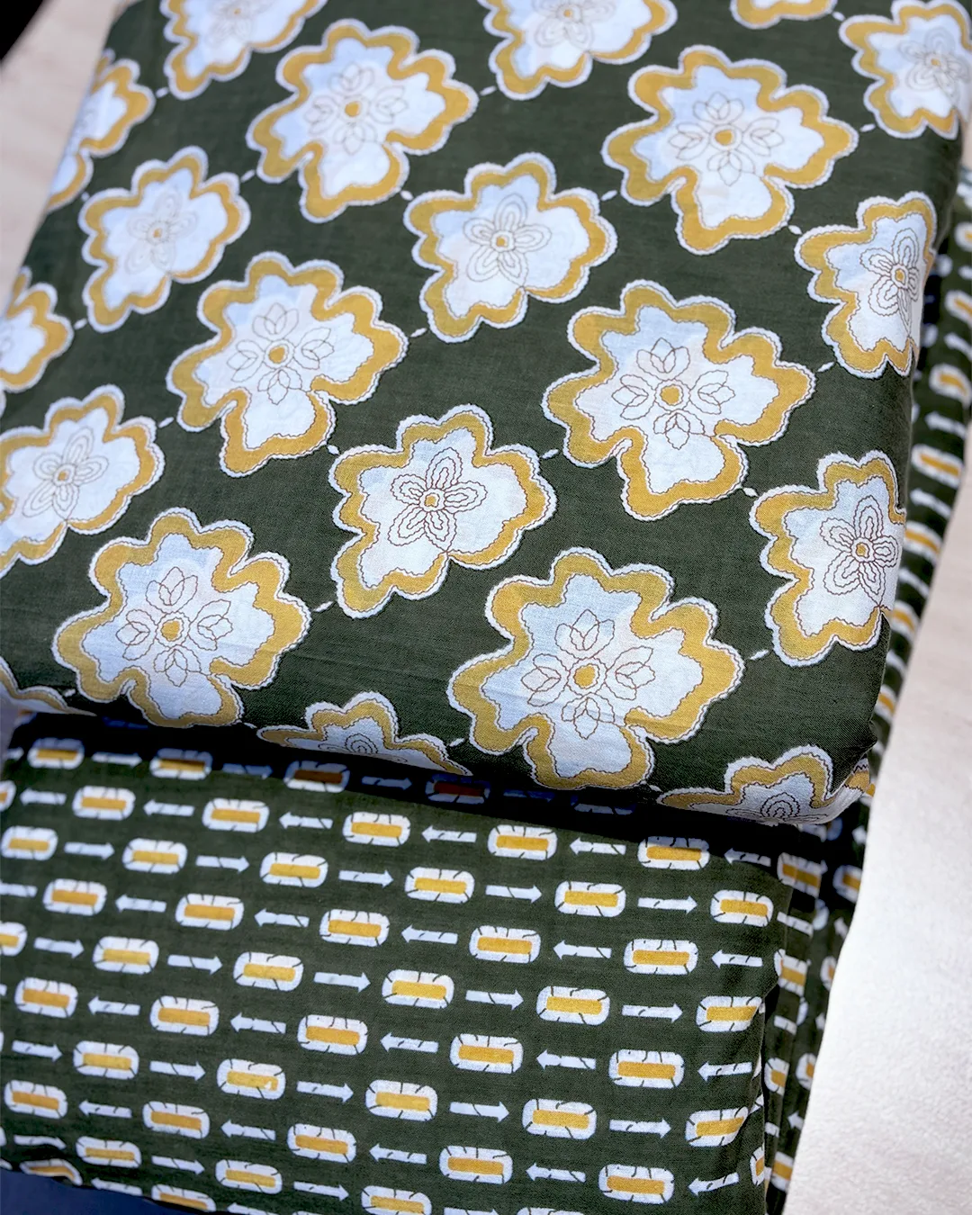 Pure Cotton Printed Fabrics – Floral & Geometric Charm in Earthy Tones - Image 9