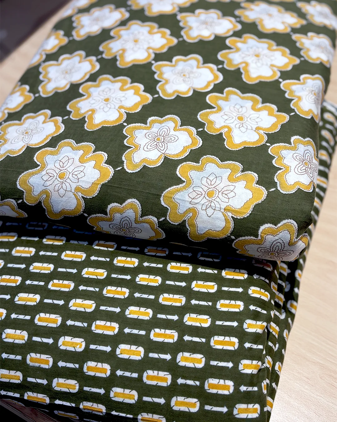 Pure Cotton Printed Fabrics – Floral & Geometric Charm in Earthy Tones - Image 8