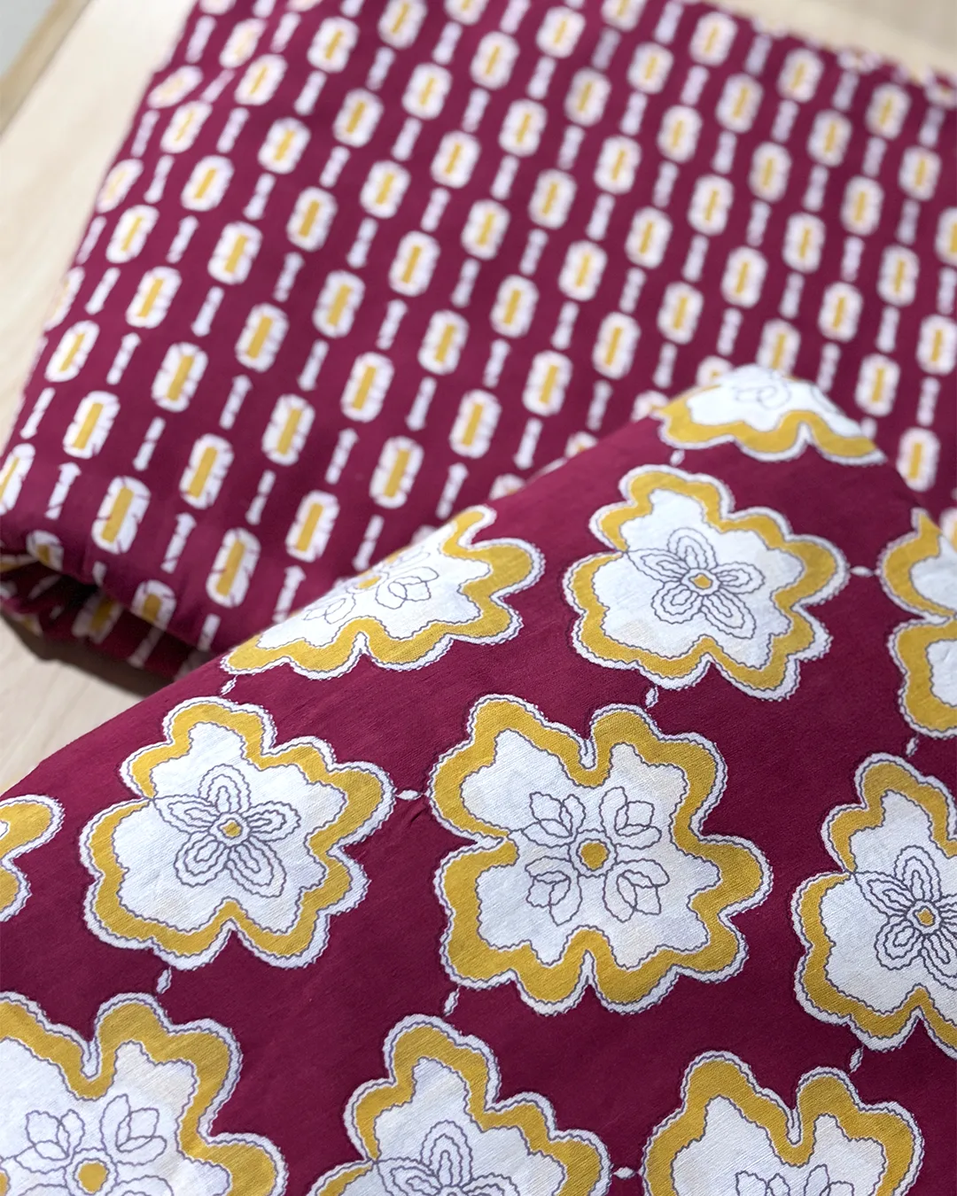 Pure Cotton Printed Fabrics – Floral & Geometric Charm in Earthy Tones - Image 5