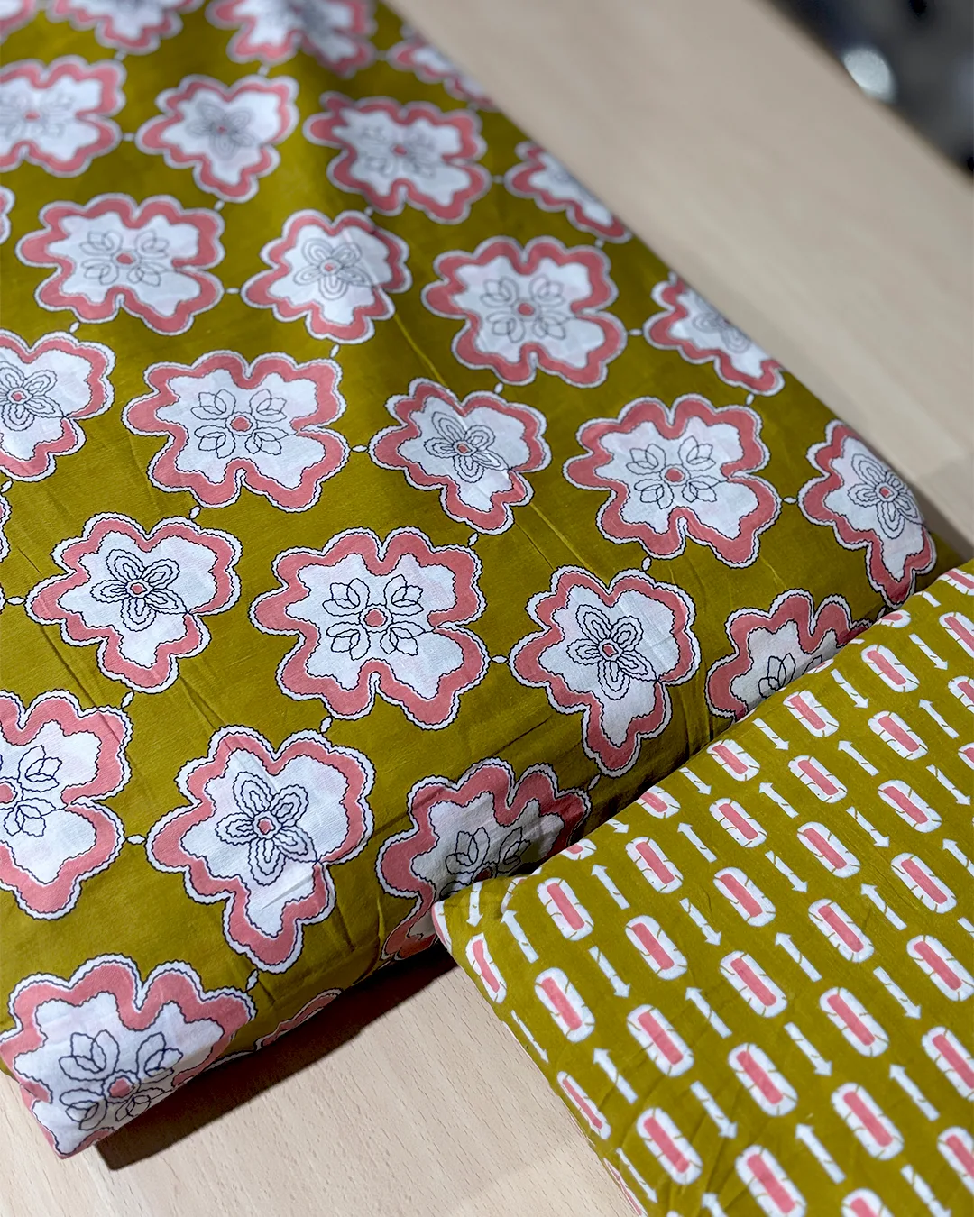 Pure Cotton Printed Fabrics – Floral & Geometric Charm in Earthy Tones - Image 4