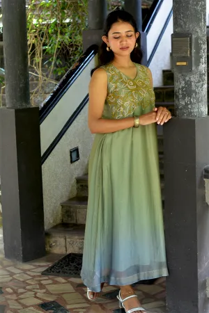 Elegant A-Line Kurta in Shaded Green