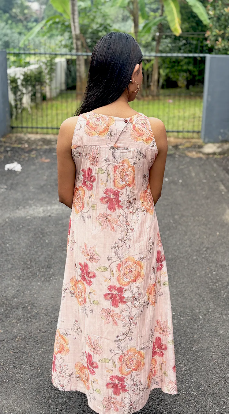 Peach Floral A-Line Top in Malai Chanderi - Image 4