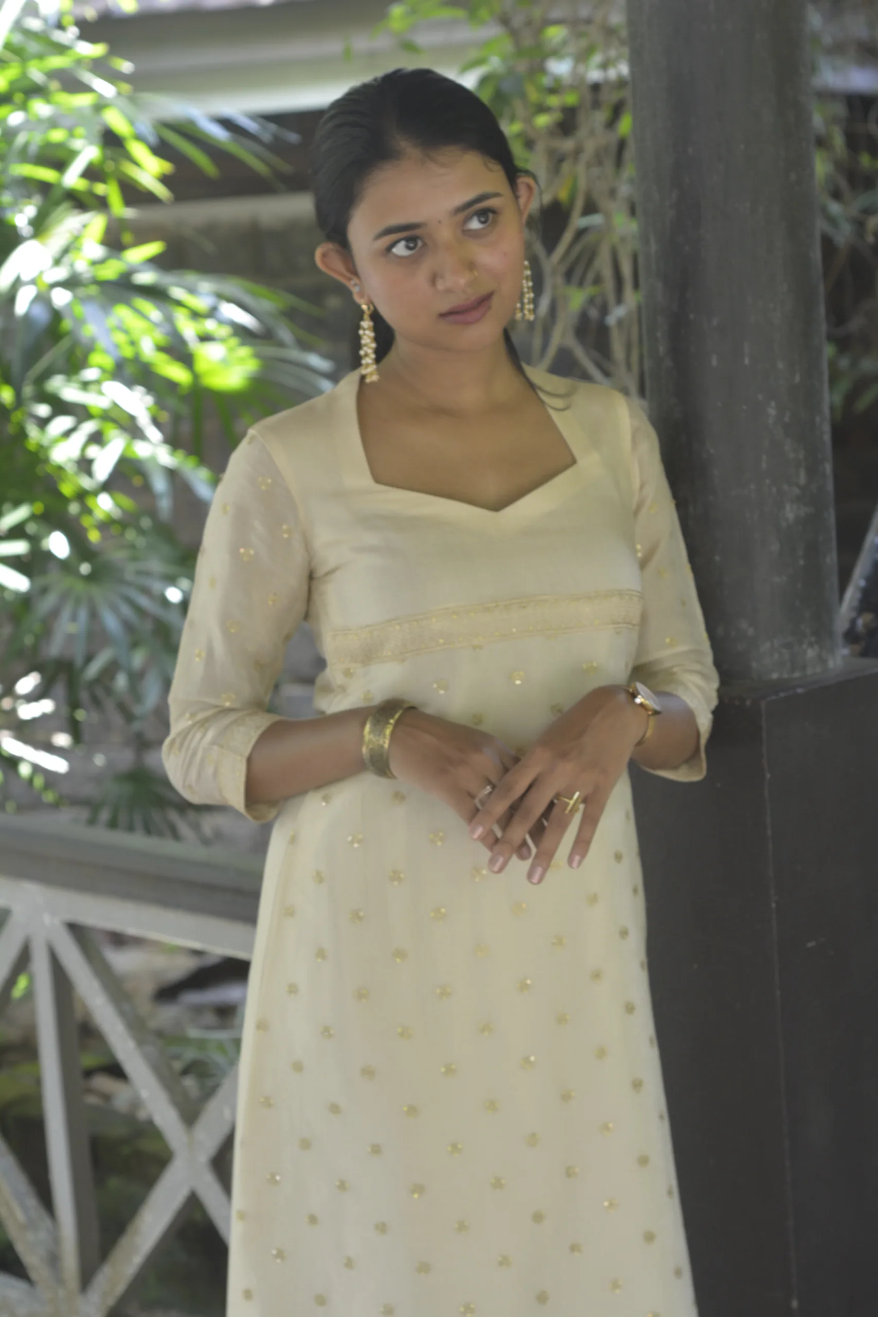 Pure Tissue Kurta with Sweetheart Neck & Down Slit - Image 11