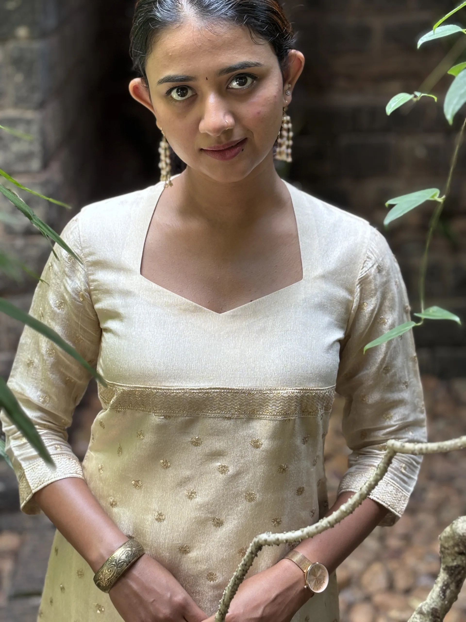 Pure Tissue Kurta with Sweetheart Neck & Down Slit - Image 10