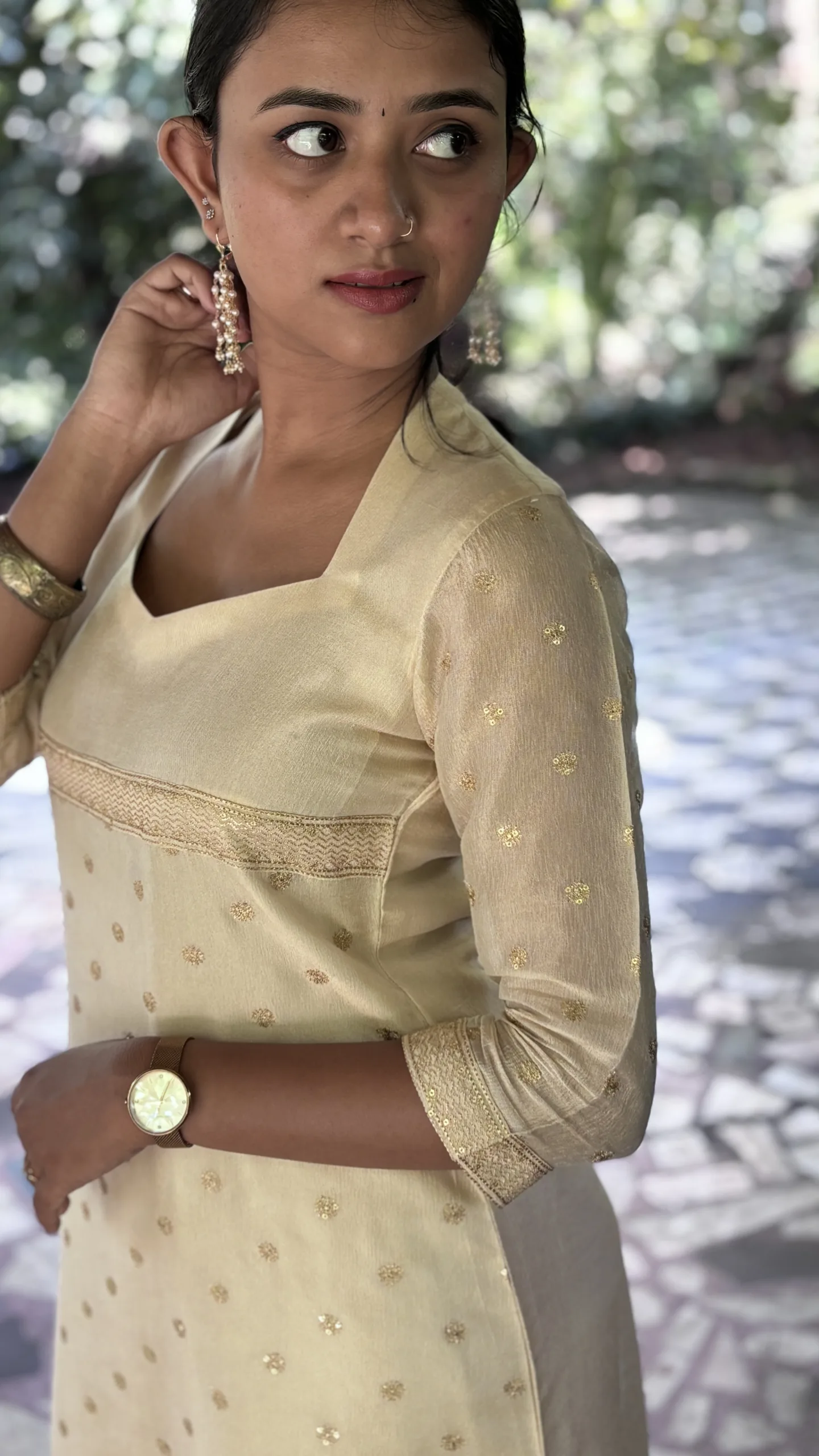 Pure Tissue Kurta with Sweetheart Neck & Down Slit - Image 4