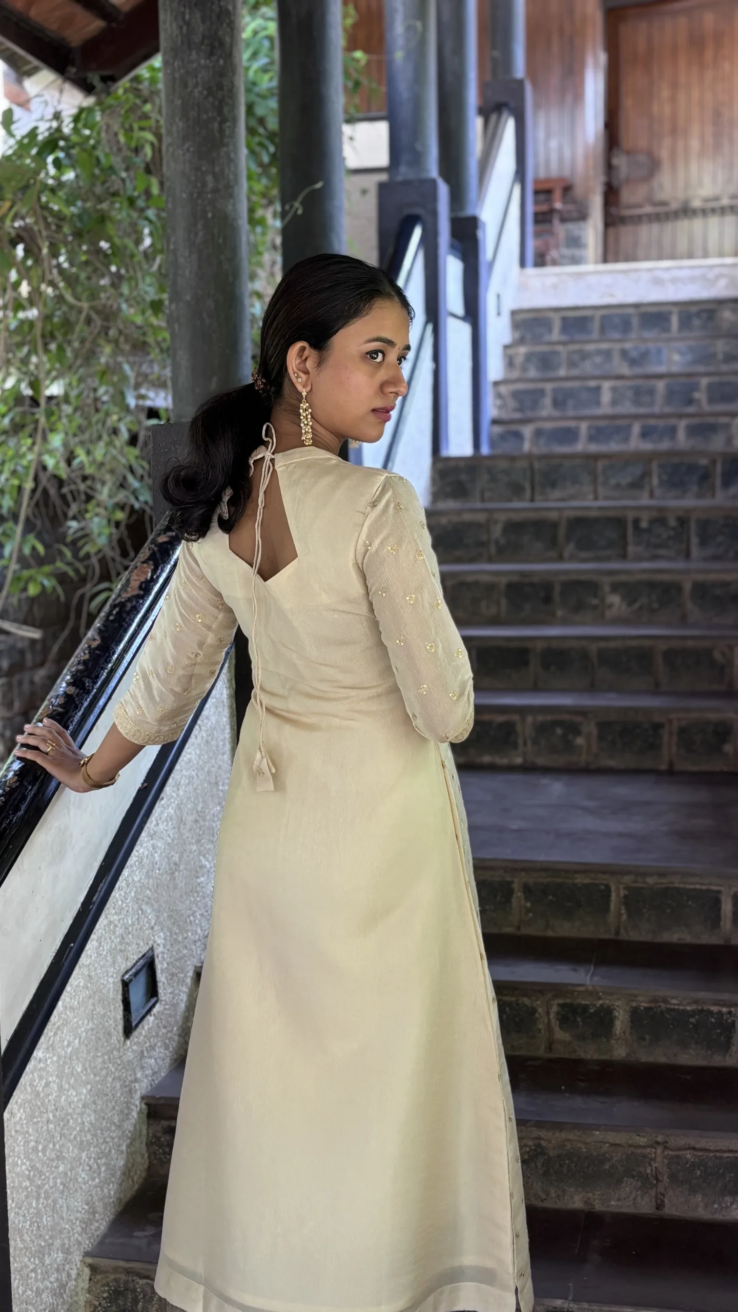 Pure Tissue Kurta with Sweetheart Neck & Down Slit - Image 3