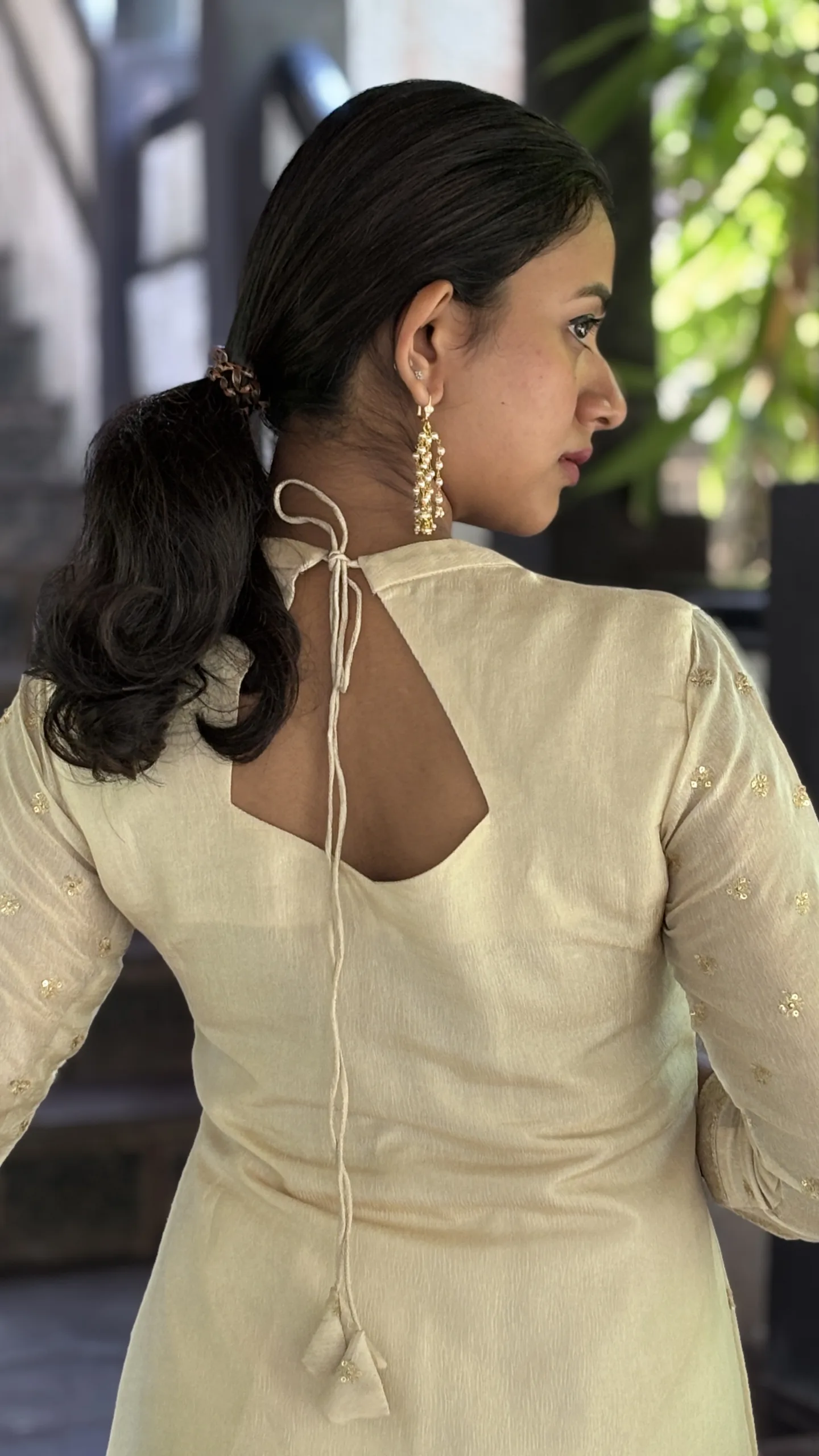 Pure Tissue Kurta with Sweetheart Neck & Down Slit - Image 2