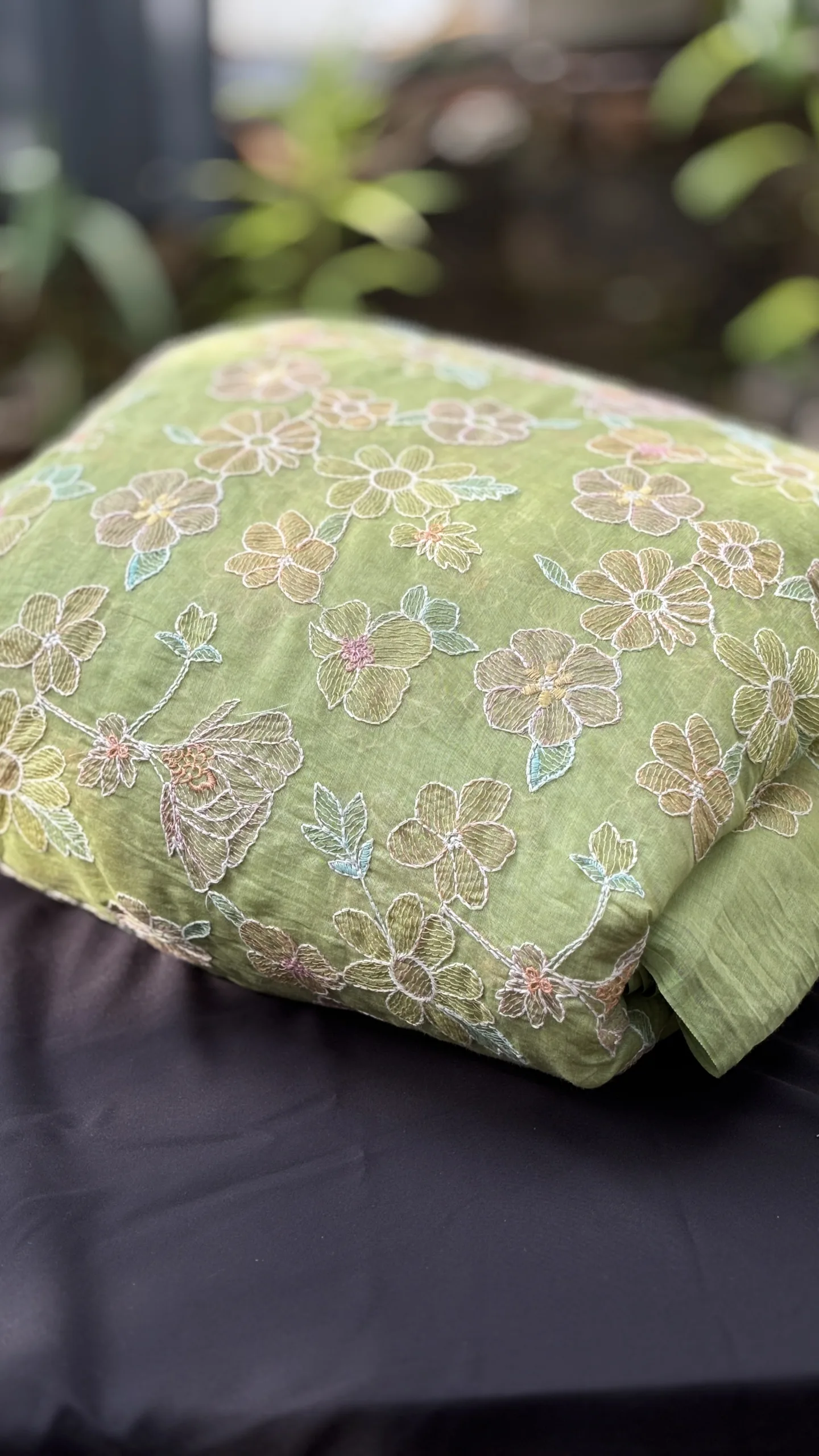 Whispering Florals – Malai Chanderi Embroidered Fabric - Image 11