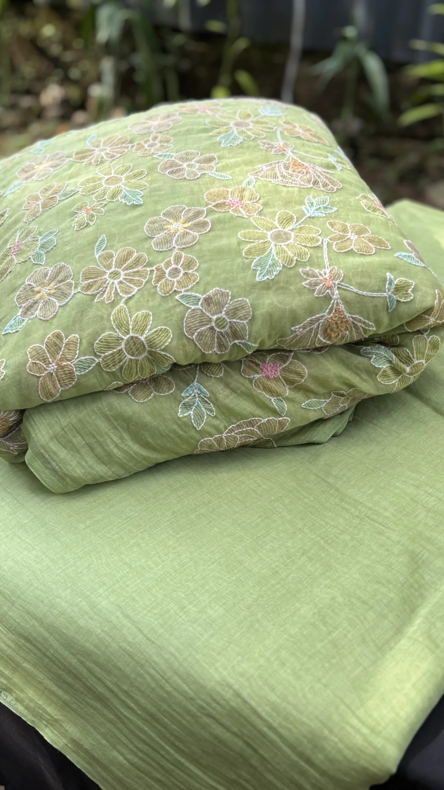 Whispering Florals – Malai Chanderi Embroidered Fabric - Image 10