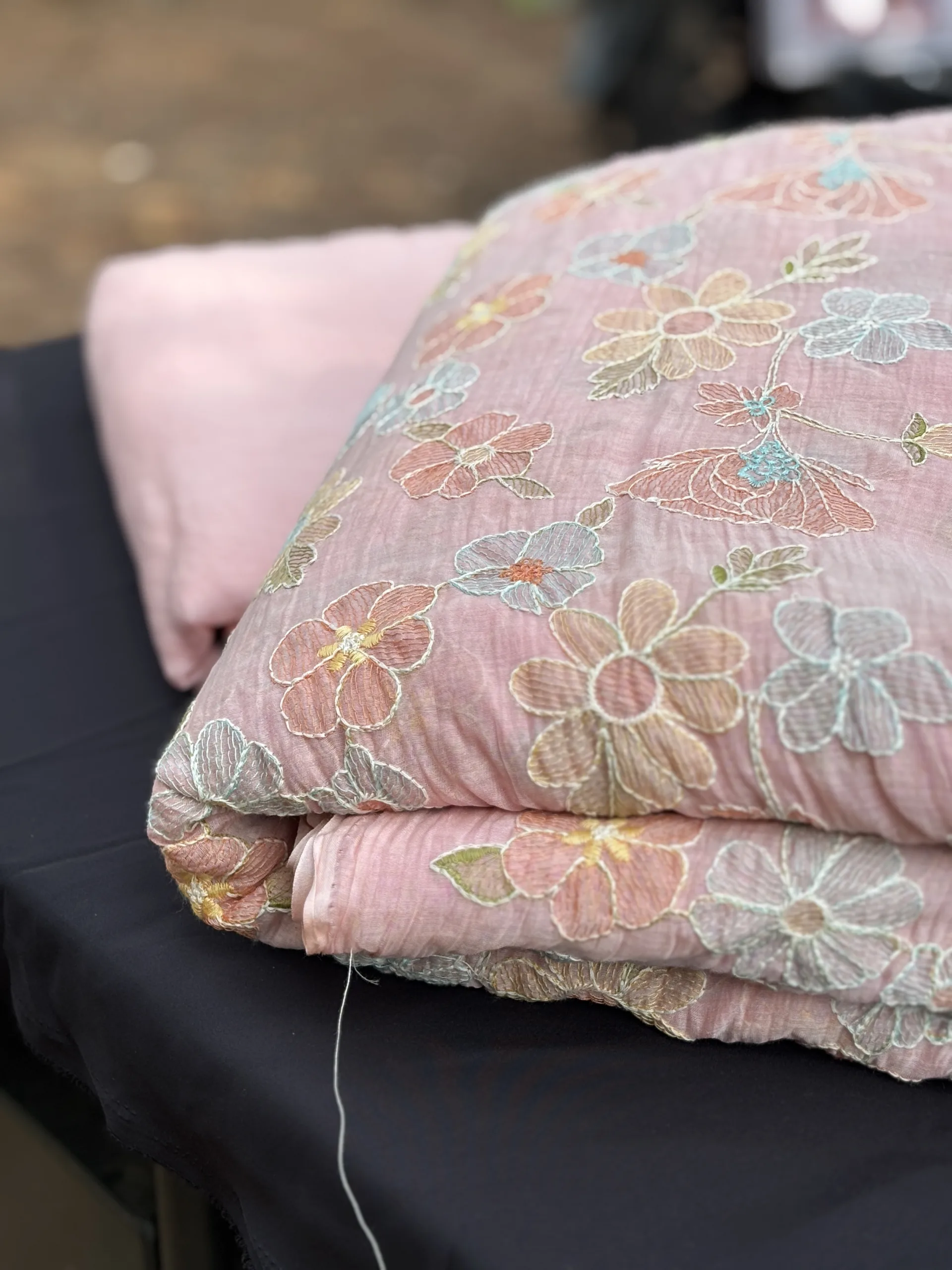 Whispering Florals – Malai Chanderi Embroidered Fabric - Image 8