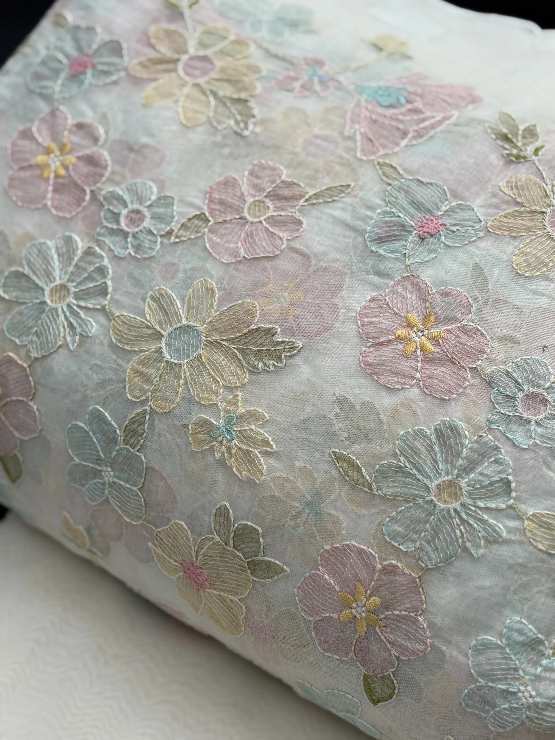 Whispering Florals – Malai Chanderi Embroidered Fabric - Image 2