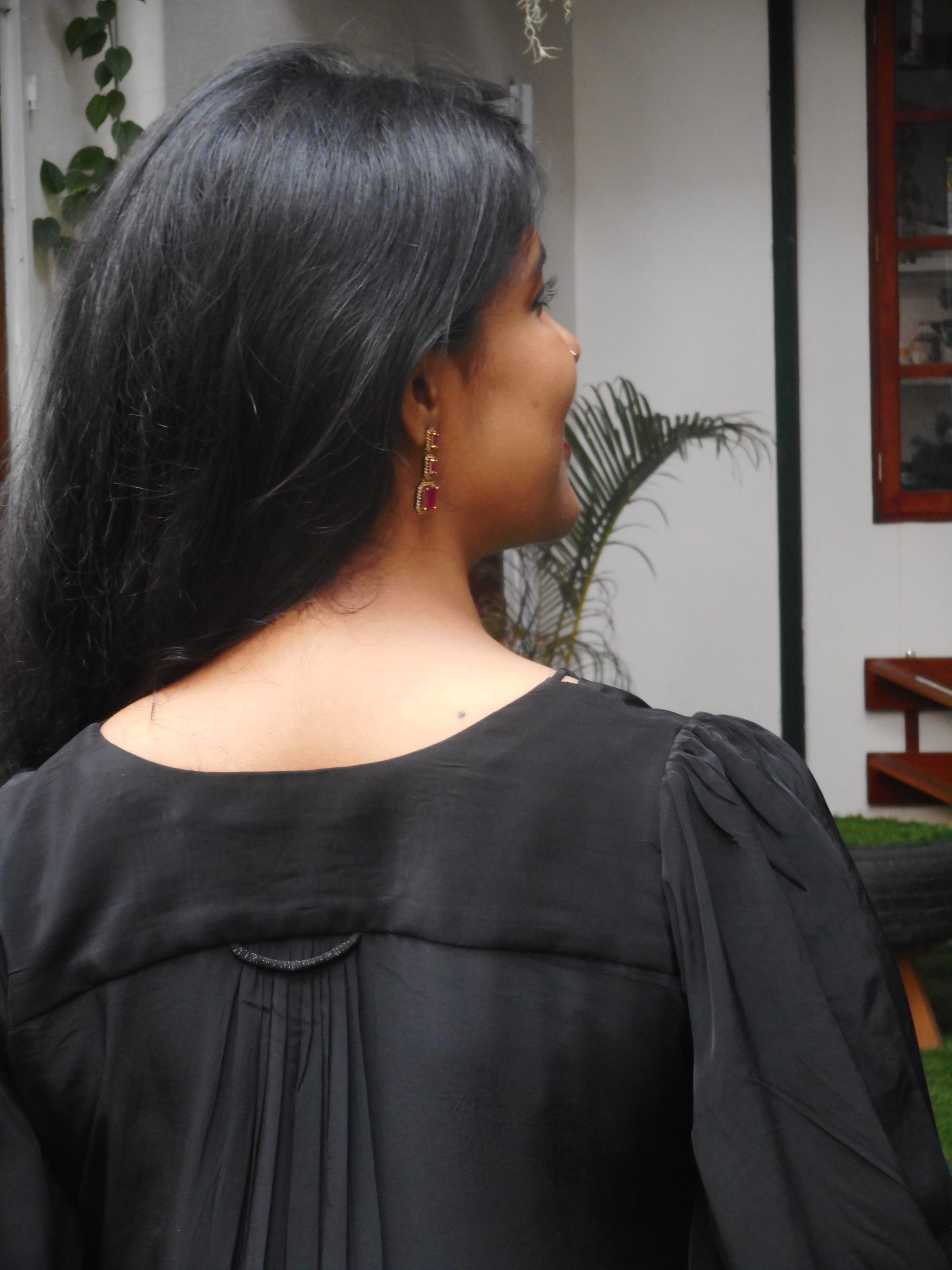 Black Crepe Silk Long Dress - Image 5