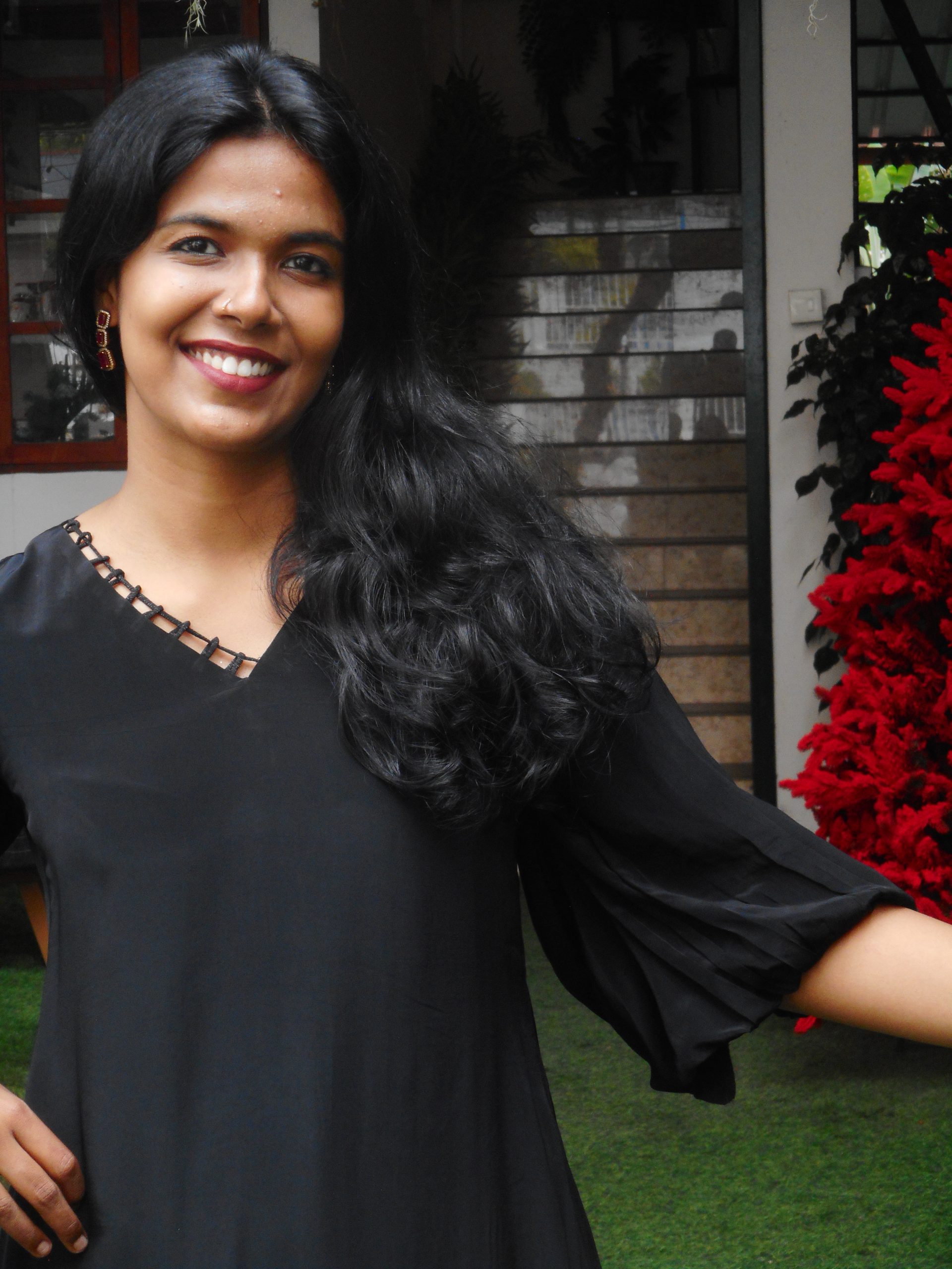 Black Crepe Silk Long Dress - Image 3