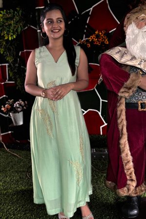 Pale Green Chinnon A‑Line Dress