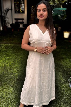 Crushed Malai Chanderi Maxi Dress