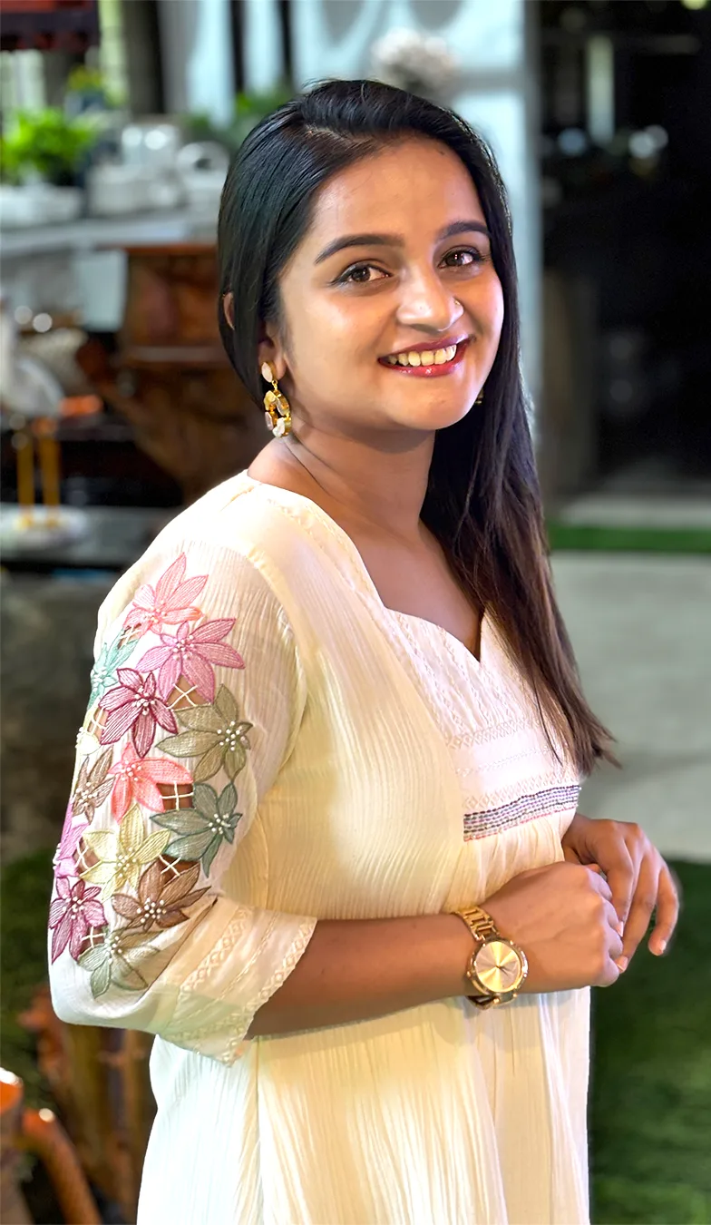 Gathered A-Line Kurta in Crush Malai Chanderi - Image 3